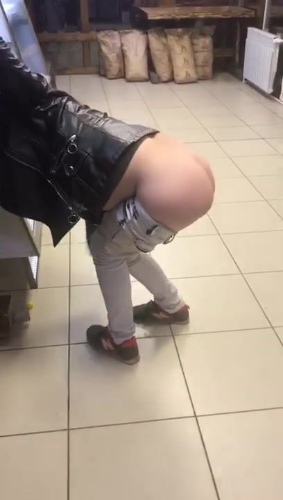 Click to play video Drunk woman pee on floor in the shop