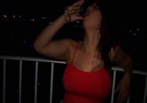 Click to play video Wife hotel balcony piss and drink