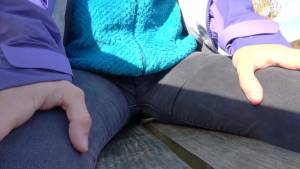 Click to play video She Pee in her Pants Sitting at the Picnic Table