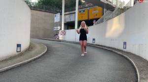 Click to play video Tut does place there I must piss - brazenly in front of the parking garage barrier with devil - sophie