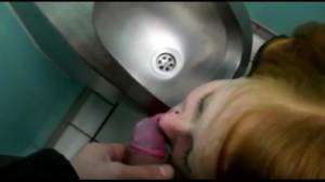 Click to play video Dirty girl drinks piss in a public toilet
