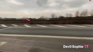 Click to play video Brazen Public On the highway - dirty Pissfotze must urgently with devil - sophie