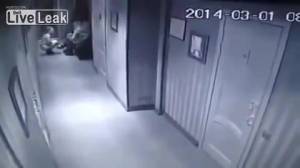 Click to play video Chick on cctv peeing in a hotel hallway