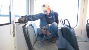 Click to play video Cute Punk Rock Chick Pisses all over Public Bus Seat