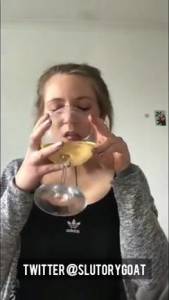 Click to play video Tattooed slut drinks her piss