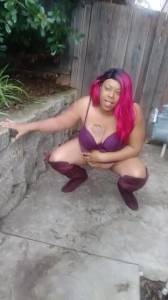 Click to play video Chubby ebony pees outside