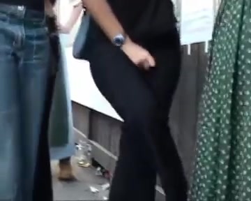 Click to play video Extremely desperate pee hold in line